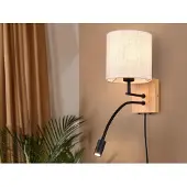 Meine Wunschleuchte LED Wandleuchte mit Leselampe, Schalter, Kabel und Stecker, Stoffschirm & Holz