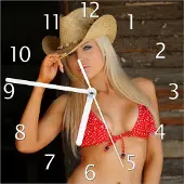 Wallario Design Wanduhr Westerngirl aus Echtglas, Größe 20 x 20 cm
