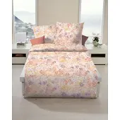 Kaeppel Mako Satin Bettwäsche Blumen Aqua Hellblau Vanille Eden 155x220 cm Vanille