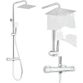 OEM Chrom Duscharmatur, Doppelgriff-Design, Automatische Thermostatsteuerung,Chrom