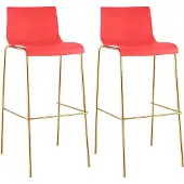 CLP Barhocker 2er Set Hover aus Kunststoff Gold mit Vierfußgestell, 75 cm Sitzhöhe