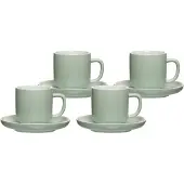 Ritzenhoff & Breker Tasse "Espressotassen mit Untertassen Jasper 100 ml 4er Set", grün (mint), B:2cm H:2cm Ø:10,5cm, Keramik, Trinkgefäße, Tasse, Spülmaschinengeeignet