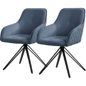 ML-Design 2x Esszimmerstuhl drehbar, Blau, aus Textil Webstoff mit Metallbeine