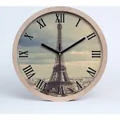 Tulup Holzuhr 20fi cm wanduhr - schwarze Spitzen - Eiffelturm Paris