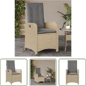 The Living Store Gartensessel mit Kissen Verstellbar Beigemischung Poly Rattan