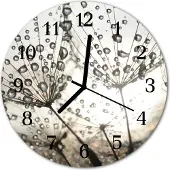 Tulup Glasuhr Wanduhr Küchenuhr Echt-Glas 30fi cm Tau Tropfen grau