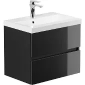 HOME DELUXE - Badmöbel - Set - WANGEROOGE Deluxe – Größe: S, Farbe: Schwarz, Breite Waschbecken: ca. 60 cm I Badezimmermöbel Waschtisch Waschbecken