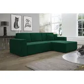 Fun-Möbel Ecksofa Schlafsofa Sofa CONOR Stoff Kronos Dunkelgrün Ottomane Rechts