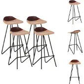 vidaXL Barhocker 4 Stk. Braun Echtleder - Barhocker