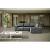 Fun-Möbel Garten Ecksofa GARDENT wetterfester Stoff NXL Grau kurzer Schenkel Rechts