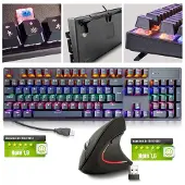Eaxus Set aus mechanischer USB-Gaming-Tastatur Mychanics + ergonomischer Vertikalmaus Ergonon