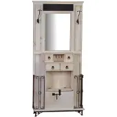 MiaMöbel Garderobenschrank Mexico Möbel 87x200x30 cm Landhausstil Massivholz Pinie Weiß