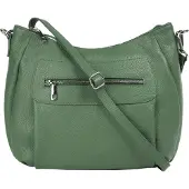Samantha Look Umhängetasche "Damen echt Leder, Made in Italy", Damen, Gr. B/H/T: 30cm x 25cm x 7cm onesize, grün, Leder, unifarben, Taschen Umhängetasche, echt Leder, Made in Italy