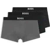 BOSS für Herren. 50549832 Set 3 Boxershorts mit Logos grau, schwarz (L), Heimtextilien, Baumwolle
