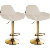 CLP 2er Set Barhocker Braga Gold Stoff, Farbe:creme