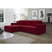 Fun-Möbel Ecksofa Schlafsofa Sofa CONOR Stoff Kronos Bordeauxrot Ottomane Links