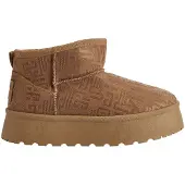 Lee cooper Winterstiefel Damen braun mit Fell gefüttert Plateau Monogramm-Muster 38