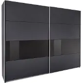 Wimex Schwebetürenschrank "Bramfeld Kleiderschrank", schwarz (graphit, absetzung schwarzglas), B:270cm H:236cm T:64cm, Schränke, Schwebetürenschrank, mit Glaselementen und zusätzlichen Einlegeböden