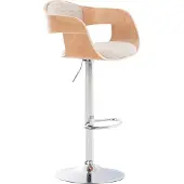 CLP Barhocker KINGSTON mit Stoffbezug und hochwertiger Polsterung I Höhenverstellbarer Barstuhl mit robustem Metallgestell, Farbe: natur/creme