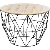 Levandeo Beistelltisch Metall H40cm Metallkorb Drahtkorb Schwarz Couchtisch Deckel Deko