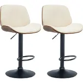 CLP 2er Set Barhocker Nova Kunstleder, Farbe:walnuss/creme