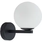 LUCANDE Wandleuchte Bidolo, schwarz, Glas, Ø 12 cm, IP44