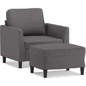 Syfax Sessel mit Hocker Grau 60 cm Kunstleder