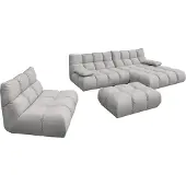 KAWOLA Sitzgruppe VIVIEN Ecksofa rechts Drehsessel Hockerbank Velvet silber