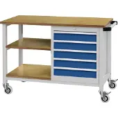Bedrunka & hirth Werkbank B1200xT540xH880mm Buche Multiplex lichtgrau/signalblau 5 Schubl. - 04.512.05 7035/5005