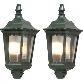 Konstsmide 2er-Set Grüne Aussenwandleuchte FIRENZE Aluminium E27 IP43 Gartenleuchten
