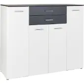 Arthur berndt Kommode Sideboard Lowboard 4 Türen 9 Fächern 2 Schubkästen Weiß Anthrazit