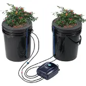 Vevor DWC Hydroponics Grow System, Hydroponisches Anbausystem mit Top-Drip-Kit, Deep Water Culture 2 5-Gallonen-Eimer, mit Luftpumpe, Luftsteinen und Wasserstandsanzeige für Blattgemüse