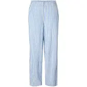 Pieces Stoffhose "PCSTINNA HW PANTS WVN NOOS BC", Damen, Gr. XXL (44), N-Gr, hydrangea stripes:hellweiß, Web, Obermaterial: 100% Baumwolle, gestreift, weit lang, Hosen Stoffhose, mit weitem Bein