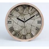 Tulup Holzuhr 30fi cm wanduhr - schwarze Spitzen - Steinwand