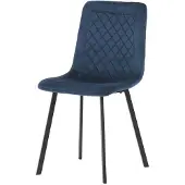 Autronic Moderner Esszimmerstuhl Esszimmerstuhl, blauer Samt, schwarz mattes Metall (DCL-973 BLUE4)