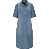 Goldner Sommerkleid "Kurzgröße Baumwollkleid mit heller Waschung", Damen, Gr. 24, K-Gr, blau, Obermaterial: 100% Baumwolle CO., gerade, Kleider Sommerkleid, Nahttaschen an der Seite