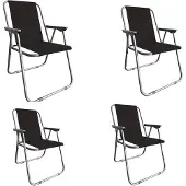 Linder Exclusiv GmbH Campingstuhl Anglersessel Gartenstuhl Sessel mit Armlehne schwarz 4er Set