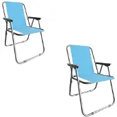 Linder Exclusiv GmbH Campingstuhl Anglersessel Gartenstuhl Sessel mit Armlehne hellblau 2er Set