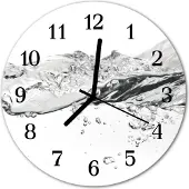 Tulup Glasuhr Wanduhr Küchenuhr Echt-Glas 30fi cm Wasser grau