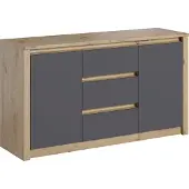 Feldmann-Wohnen Kommode Malta Sideboard Anrichte 140cm grifflos Eiche Artisan / grau