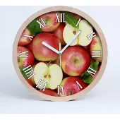Tulup Holzuhr 20fi cm wanduhr - weiße Spitzen - Äpfel
