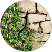 Tulup Glasuhr Wanduhr Küchenuhr Echt-Glas 30fi cm Steine Natur grün