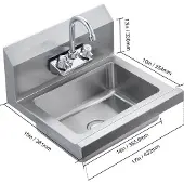 OEM Handwaschbecken, langlebiger Edelstahl, auslaufsichere Armatur, Kein Baffle