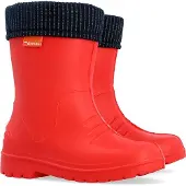 Demar Kinder Gummistiefel DINO Gefüttert Regenstiefel mit Einlage Ultraleicht Rot 34/35