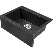 Laveo BADLAND Granitspüle Einzelbecken Komodo II 49x63 Schwarz | Siphon im SET!