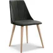 Fun-Möbel Esszimmerstühle Stuhle 2er Set CAROS Massivholz Buche Stoff Dunkelgrau