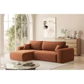 Fun-Möbel Ecksofa Schlafsofa FLORA Stoff Poso Rostbraun Ottomane Links