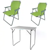 Linder Exclusiv GmbH Campingset klappbar 3-tlg Campingstuhl Gartenstuhl Lime-Grün Koffertisch