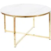 Feldmann-Wohnen Couchtisch Salma Wohnzimmertisch 80x80x45cm Marmoroptik weiß Gold