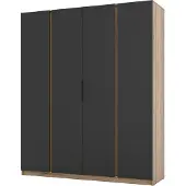 Masseno Drehtürenschrank CAGLIARI 200 cm Kleiderschrank Schlafzimmer Schrank 4-türig Goldfarben